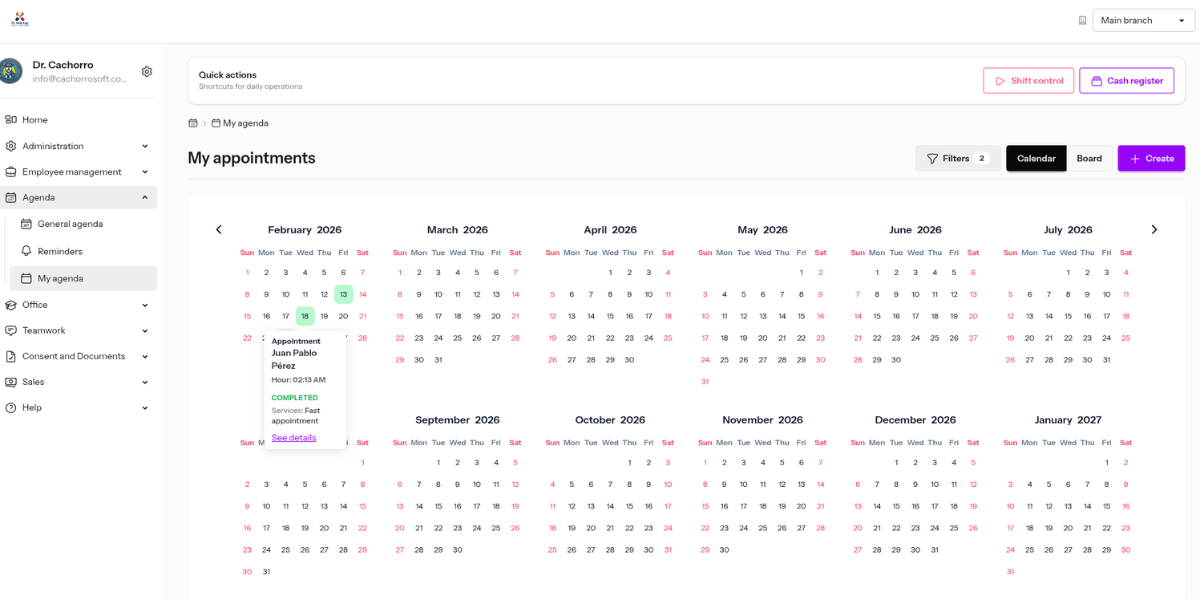 Modulo de agenda profesional veterinaria