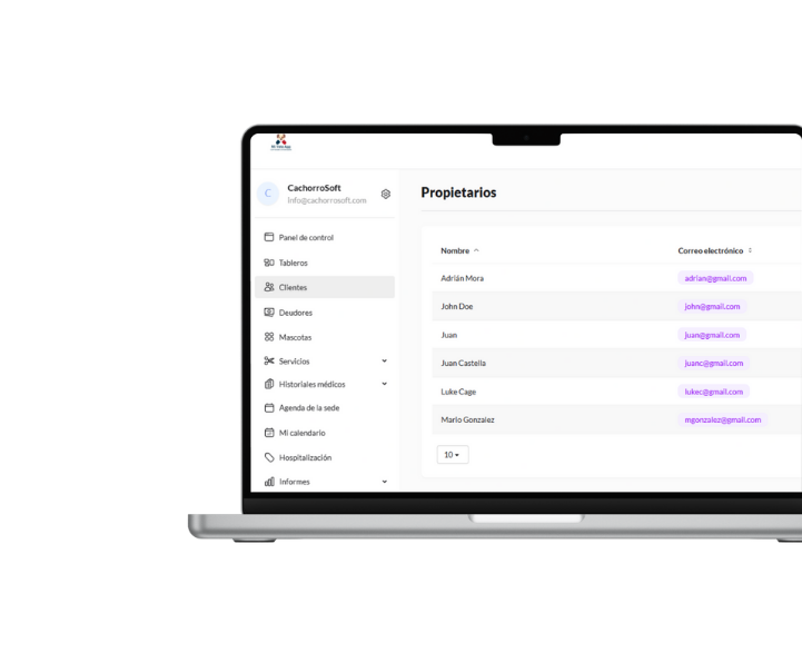 Gestión de clientes y contactos en Mi Vete App