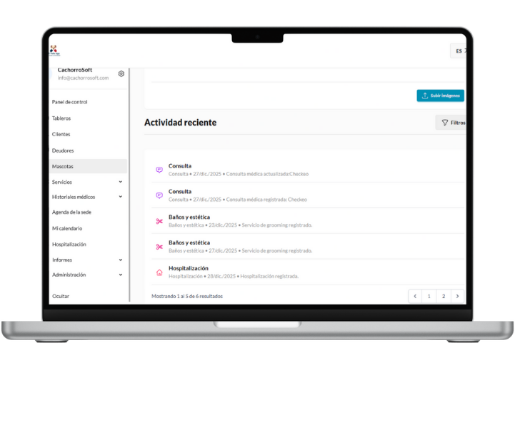 Historial médico veterinario y seguimiento clínico en Mi Vete App
