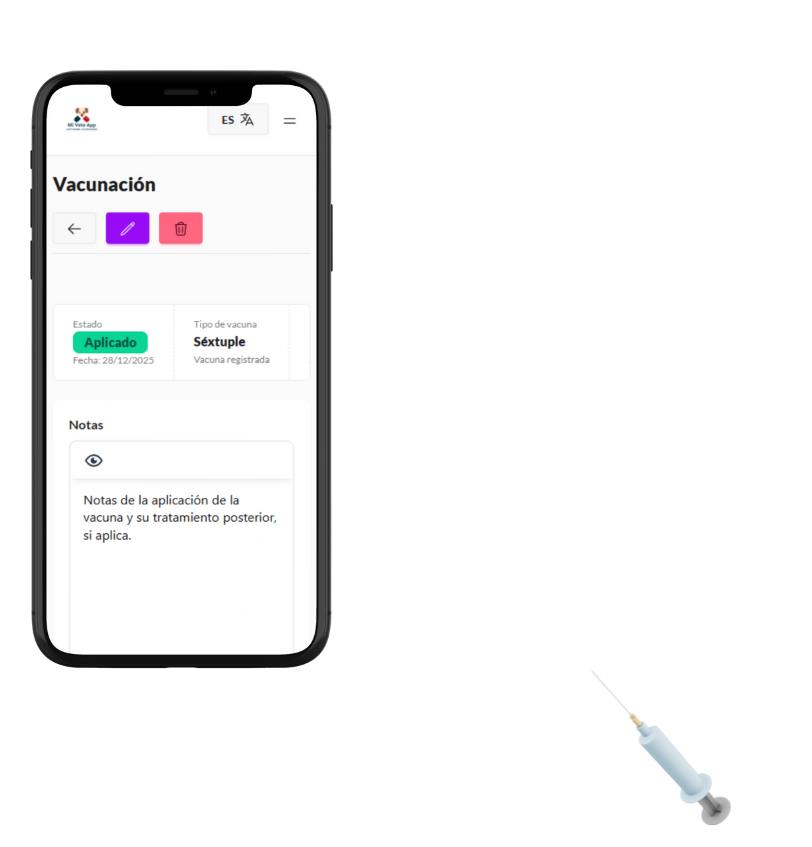 Control de vacunas y seguimiento por paciente en Mi Vete App